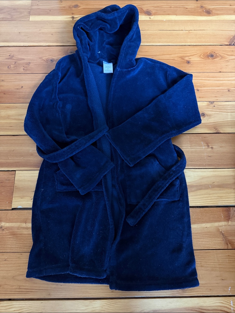 GAP Kids Navy Hooded Plush Bathrobe with Belt